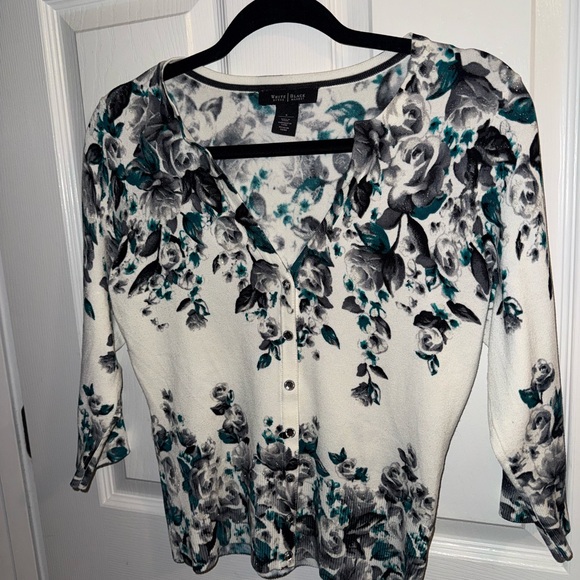 White House Black Market Sweaters - White House Black Market Floral Button-Up Blouse